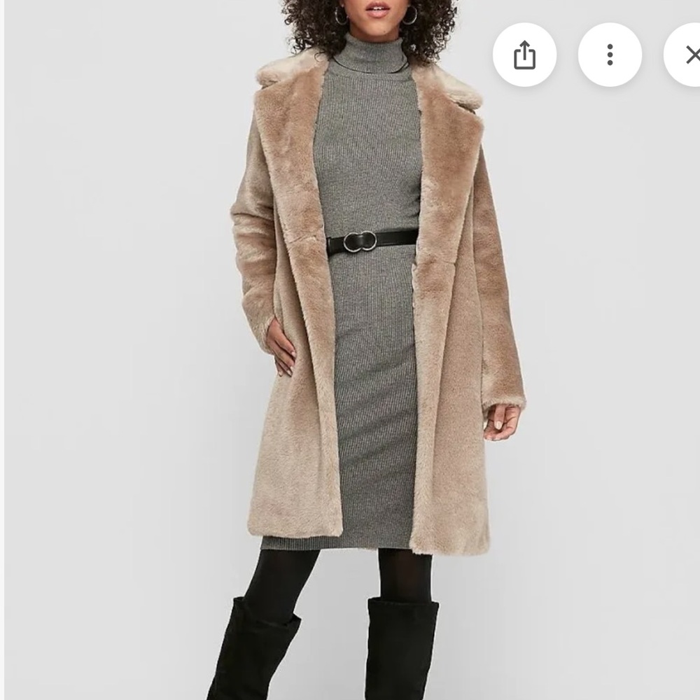 Express Faux Fur Coat in Beige